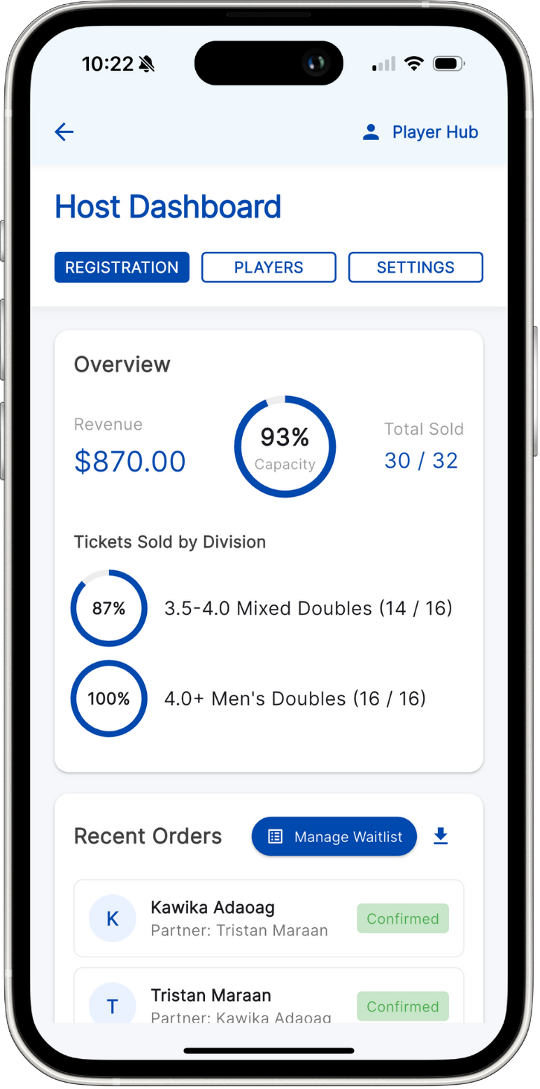 Host Dashboard Screenshot